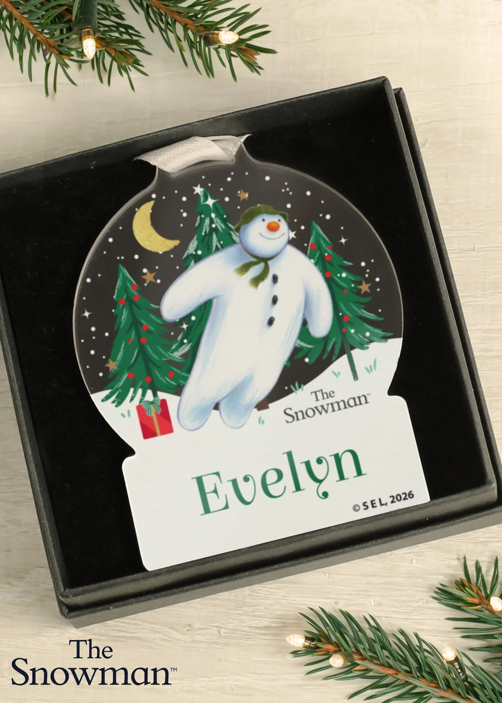 Personalised Memento Company Clear The Snowman Christmas Wishes Acrylic Decoration - One Size Image 2