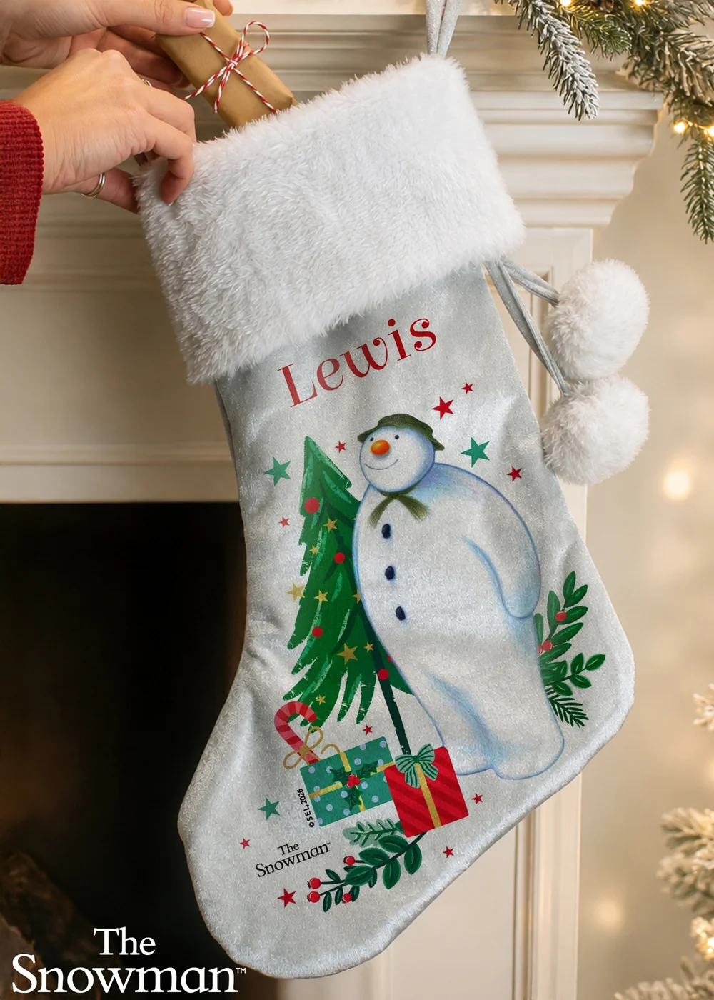 Personalised Memento Company Grey The Snowman Christmas Wishes Stocking - One Size Image 2