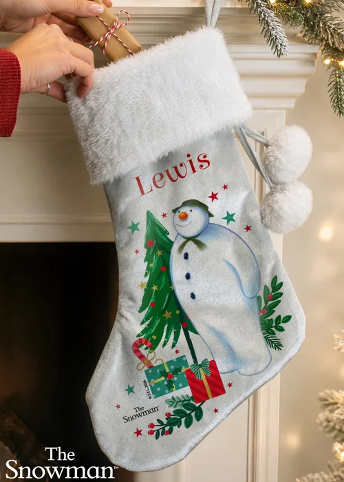 Personalised Memento Company Grey The Snowman Christmas Wishes Stocking - One Size Image 2