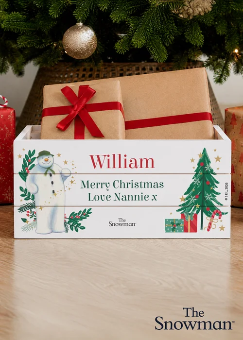 Personalised Memento Company White The Snowman Christmas Wishes Wooden Crate - One Size Image 2