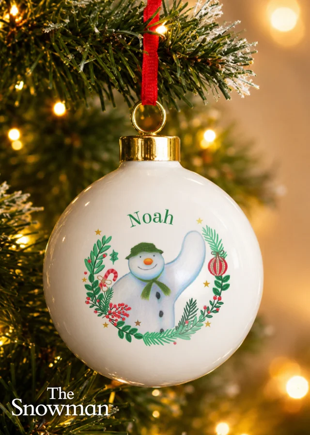 Personalised Memento Company White The Snowman Christmas Wishes Bauble