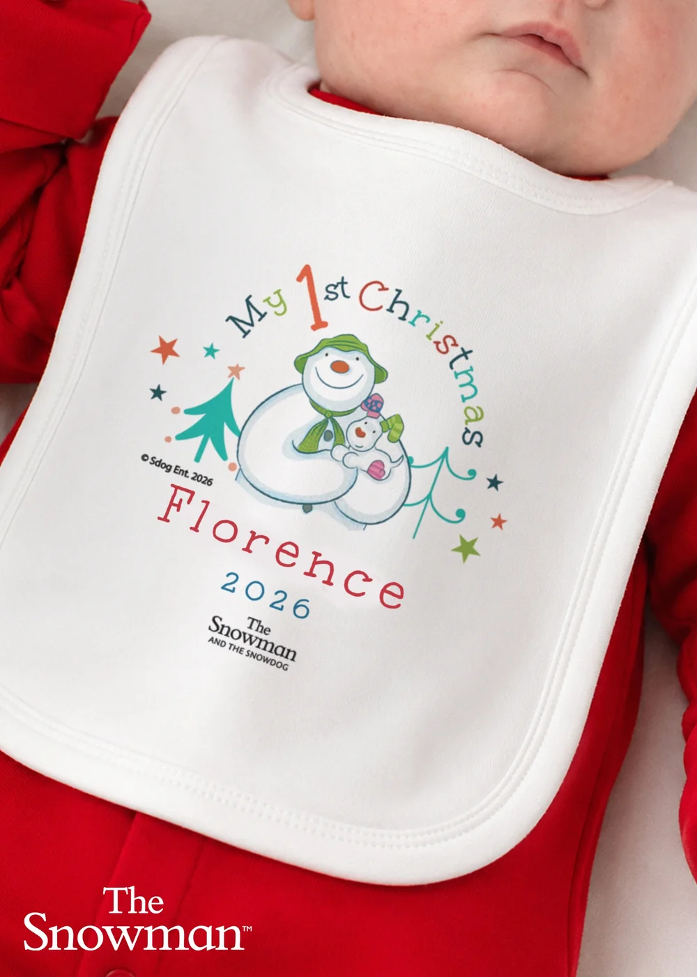 Personalised Memento Company White The Snowman My 1st Christmas Bib - One Size Image 2