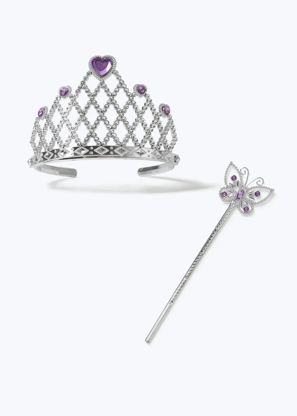 Flitzy Purple Tiara And Crown Set Silver - One Size Image 1