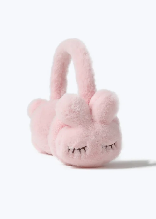 Flitzy Pink Bunny Earmuffs In Pink - One Size Image 1