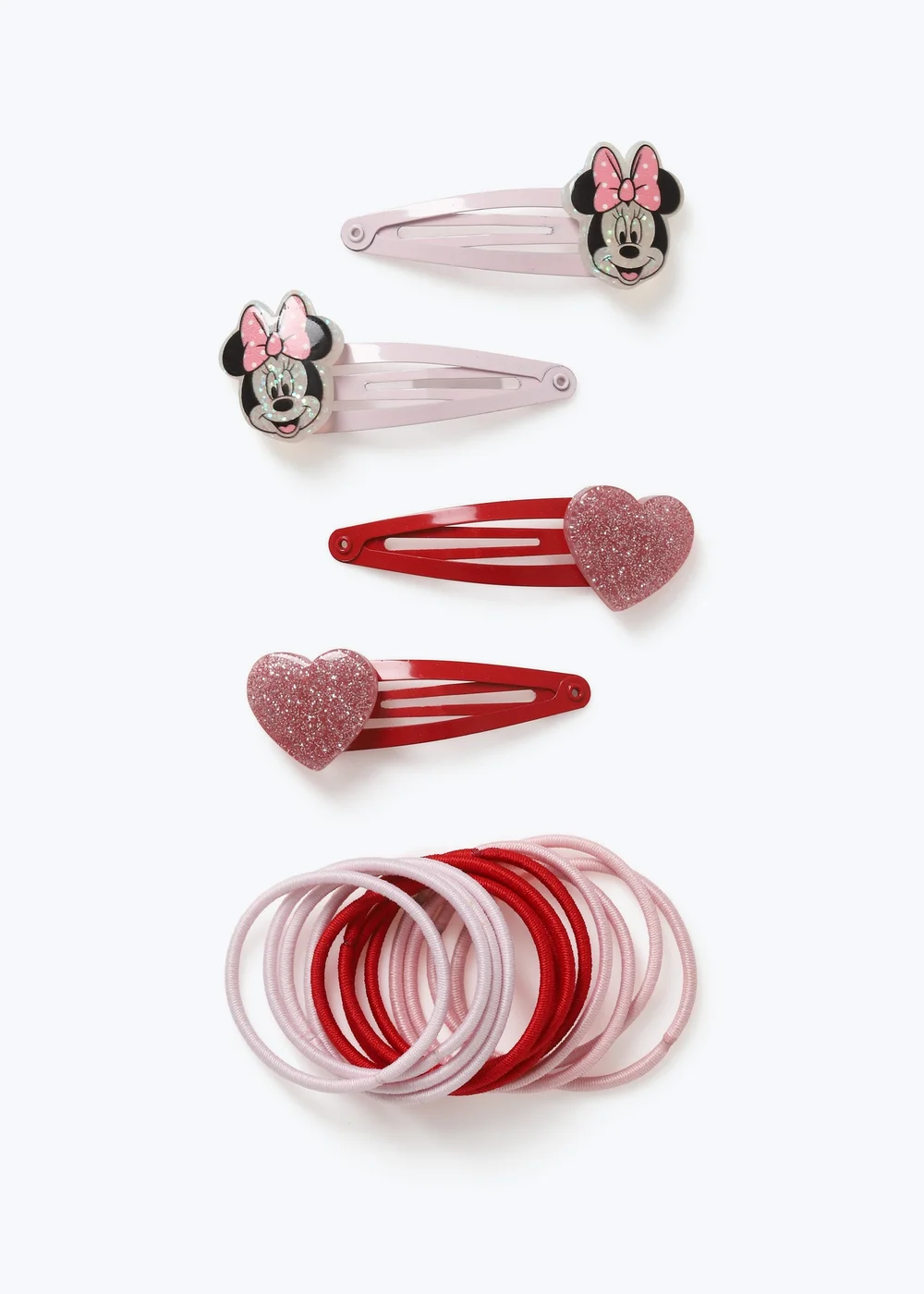 Flitzy Pink & Red Minnie Mouse Hair Clips & Bobbles - One Size Image 1