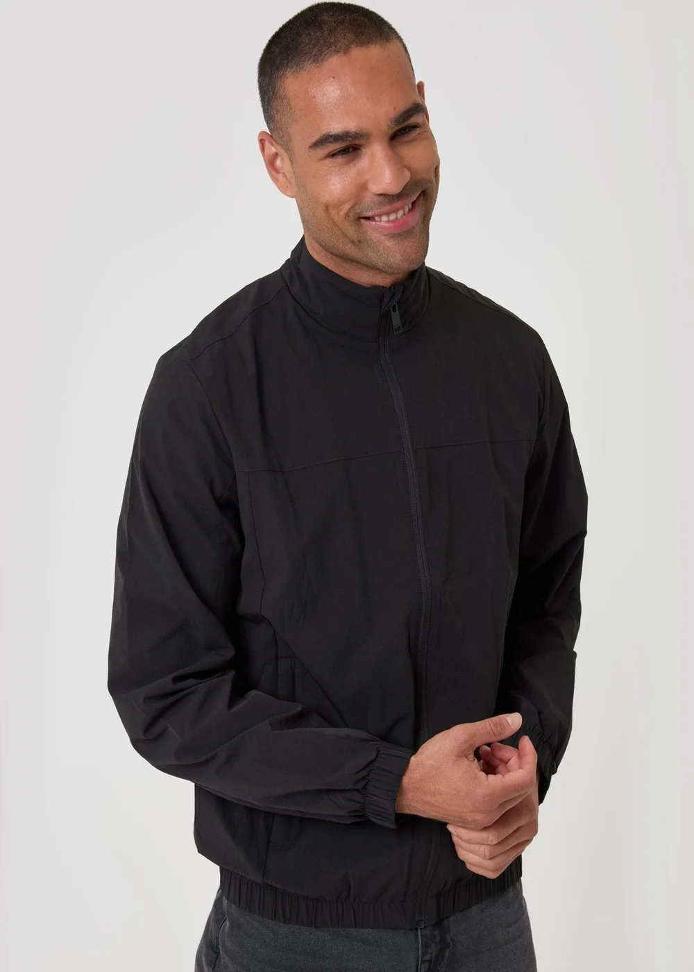 Threadbare Showerproof Ripstop Harrington Jacket in Black - S Image 1