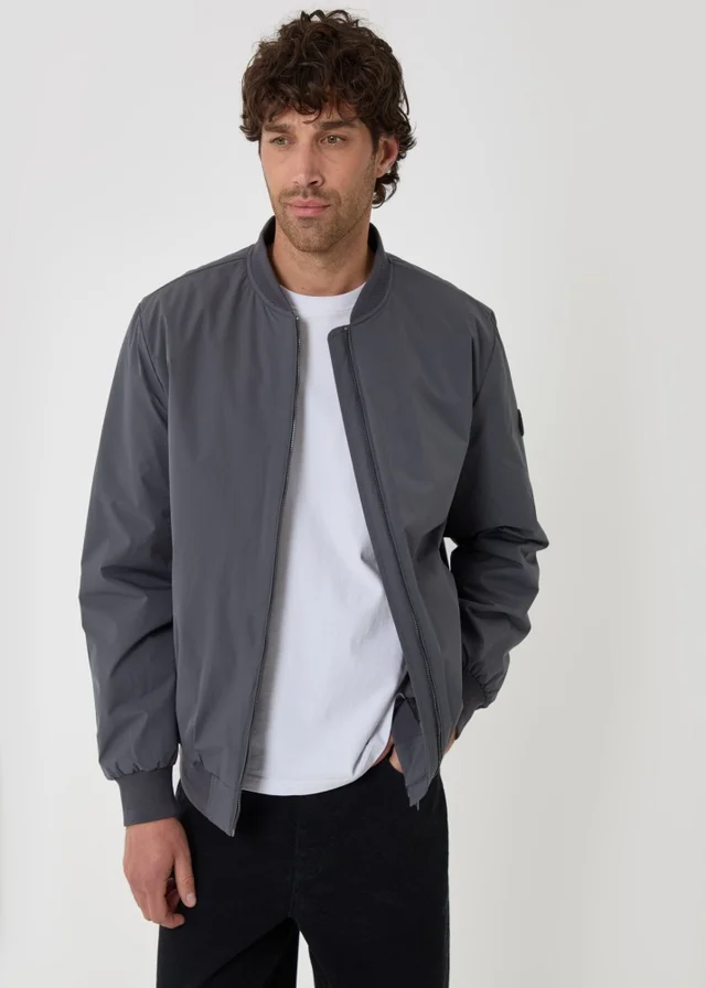 Threadbare Showerproof Padded Bomber Jacket in Slate Grey