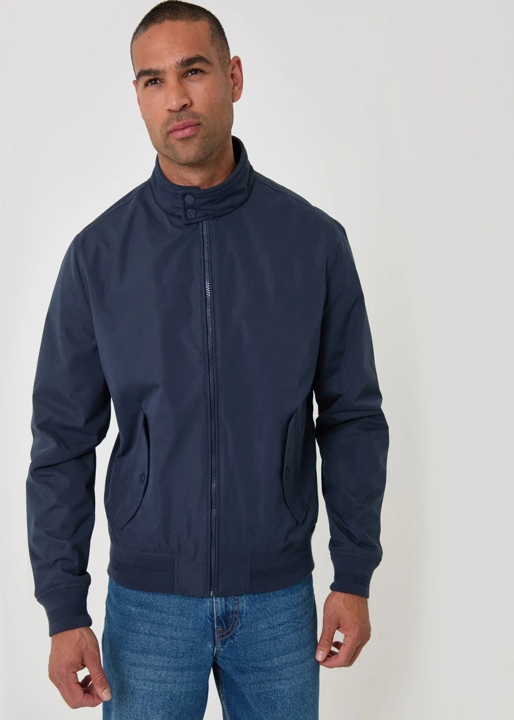 Threadbare Showerproof Microfibre Harrington Jacket in Navy - L Image 6