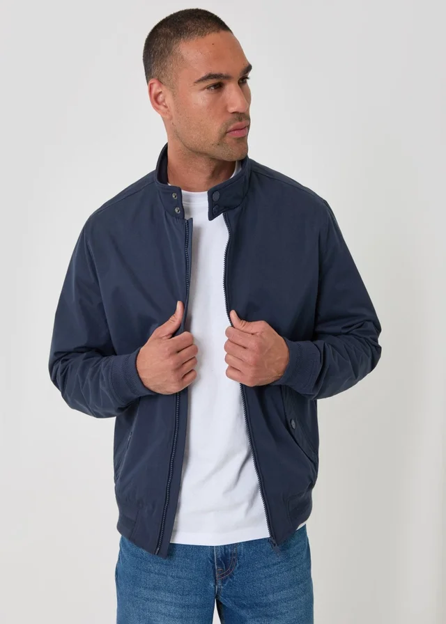 Threadbare Showerproof Microfibre Harrington Jacket in Navy