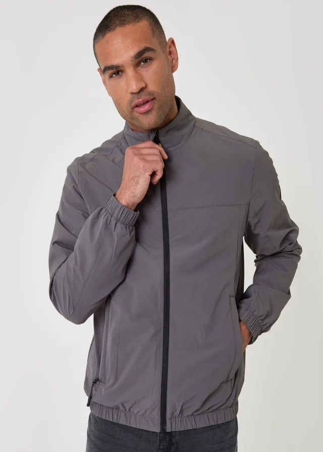 Threadbare Showerproof Ripstop Harrington Jacket in Slate Grey