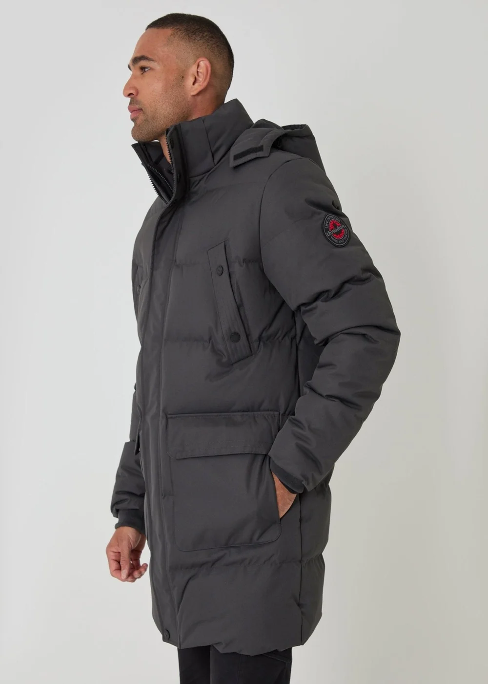 Threadbare Showerproof Hooded Puffer Coat with Adjustable Waist in Slate Grey - 2XL Image 6