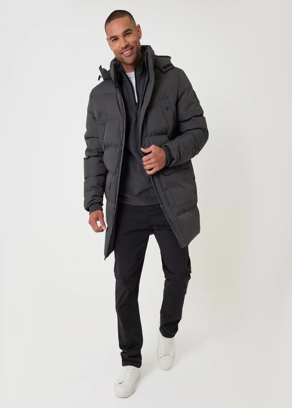 Threadbare Showerproof Hooded Puffer Coat with Adjustable Waist in Slate Grey - 2XL Image 5