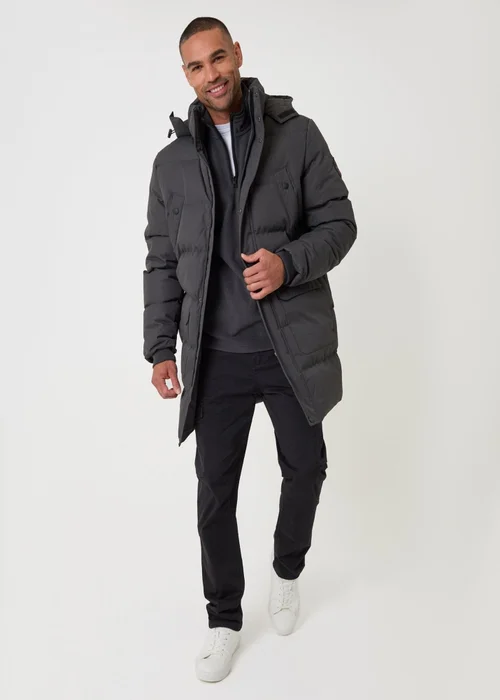 Threadbare Showerproof Hooded Puffer Coat with Adjustable Waist in Slate Grey - 2XL Image 5