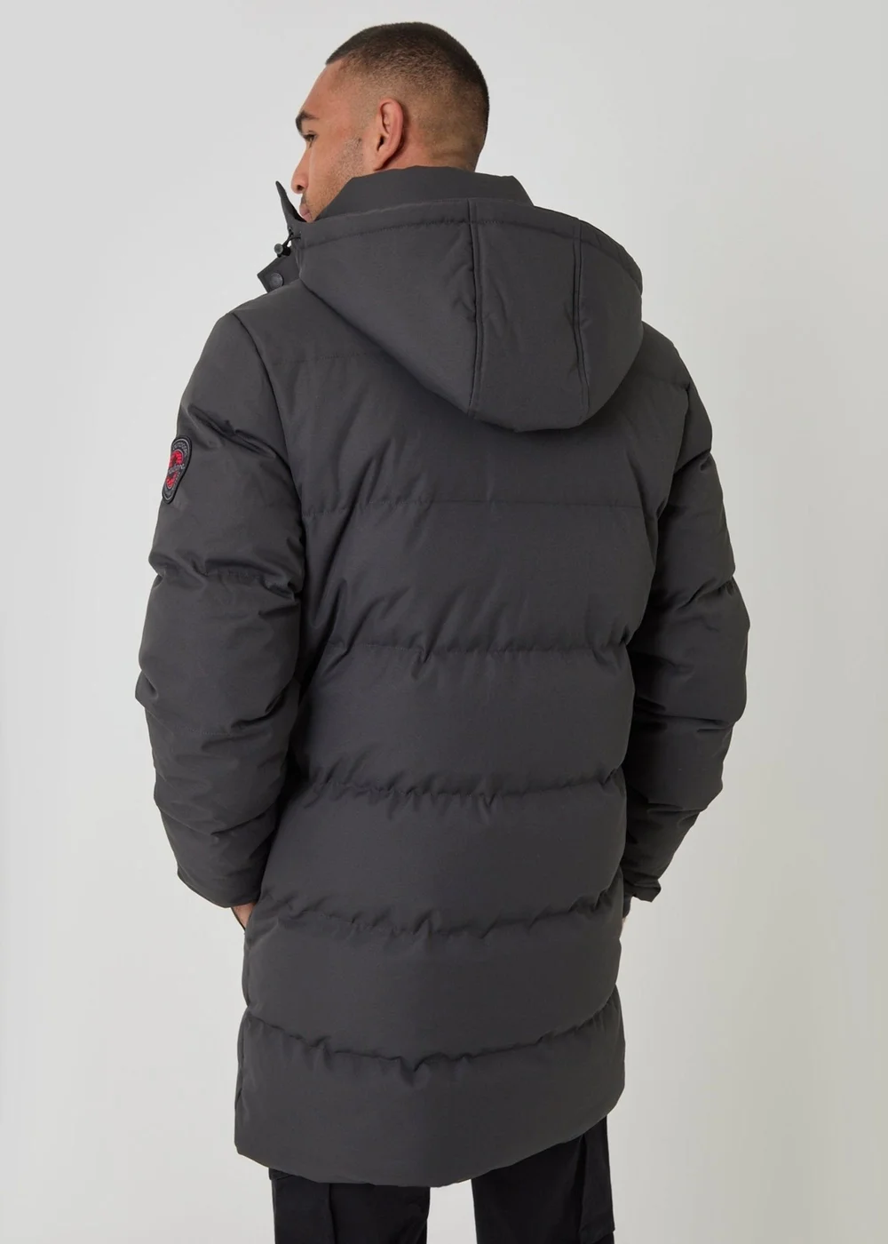 Threadbare Showerproof Hooded Puffer Coat with Adjustable Waist in Slate Grey - 2XL Image 3