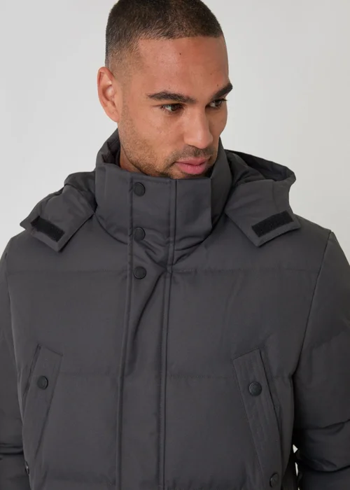 Threadbare Showerproof Hooded Puffer Coat with Adjustable Waist in Slate Grey - 2XL Image 4