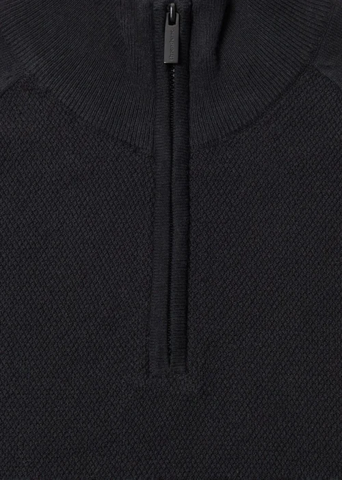 Threadbare Cotton Rich Textured Quarter Zip Jumper in Black - M Image 5