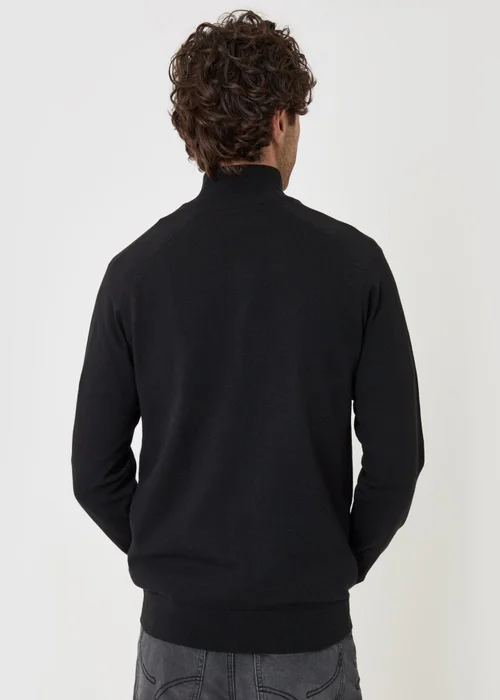 Threadbare Cotton Rich Textured Quarter Zip Jumper in Black - M Image 3