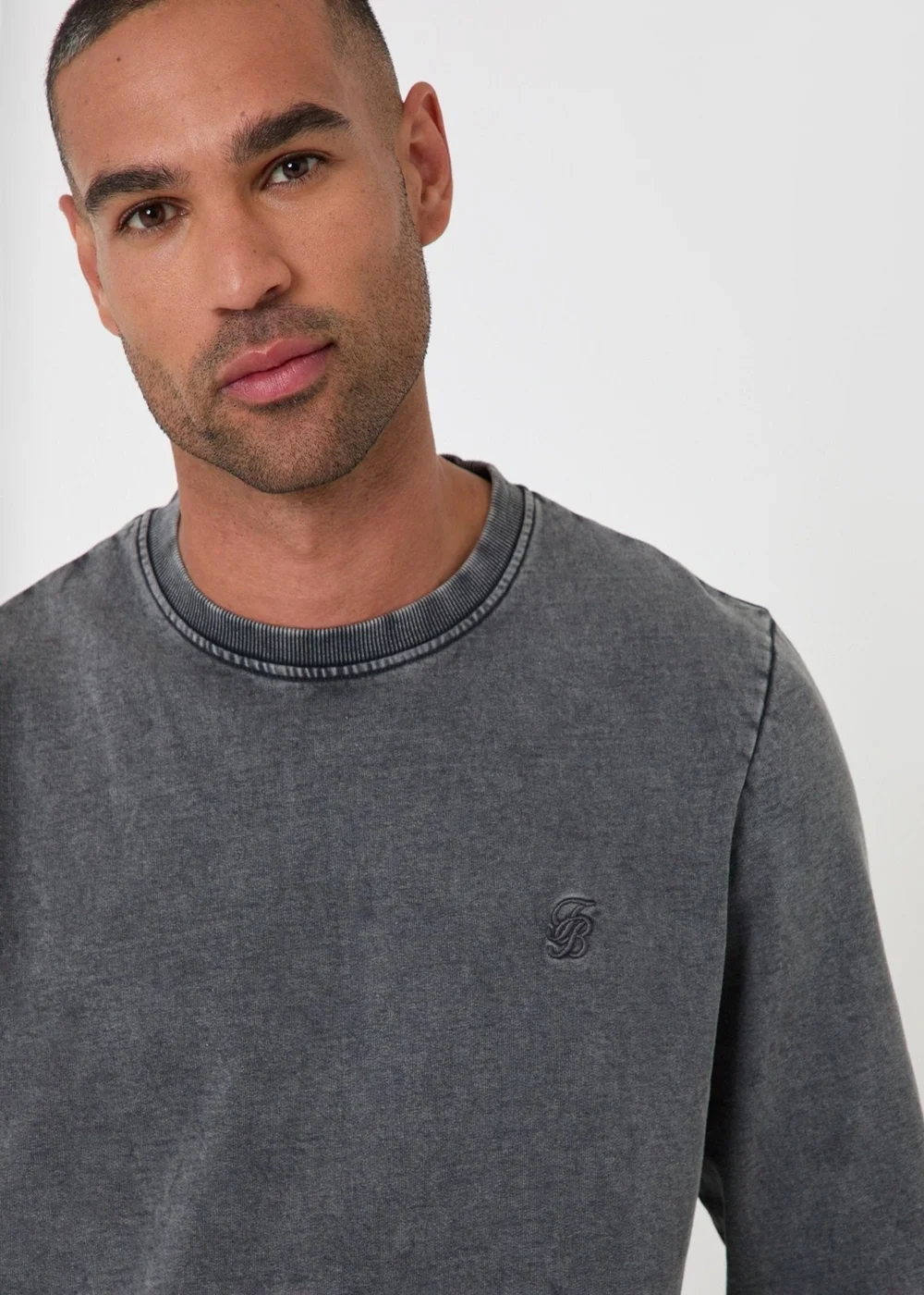 Threadbare Ribbed Cotton Sweatshirt in Charcoal - L Image 2