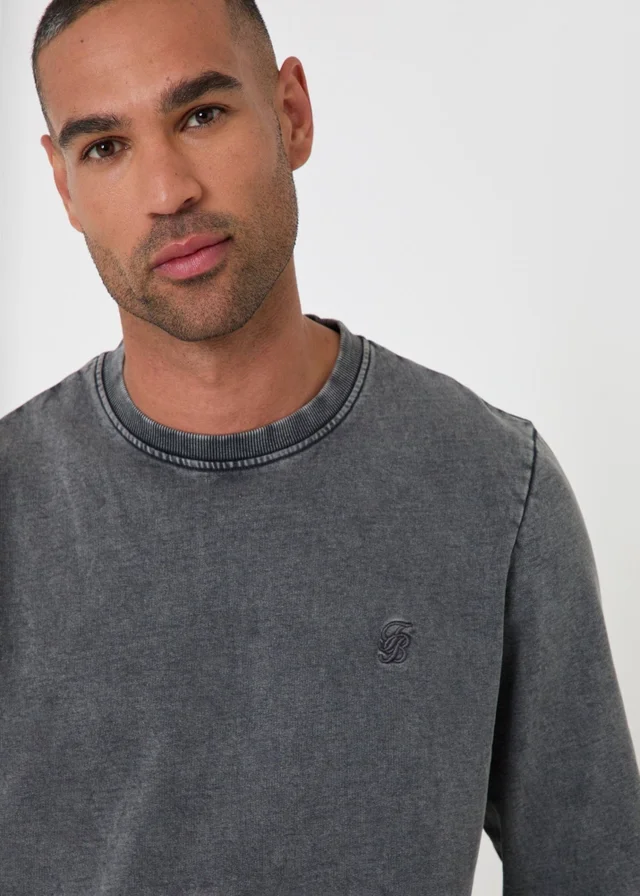 Threadbare Ribbed Cotton Sweatshirt in Charcoal
