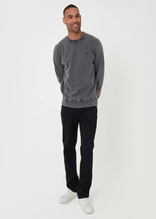Threadbare Ribbed Cotton Sweatshirt in Charcoal - L Image 4