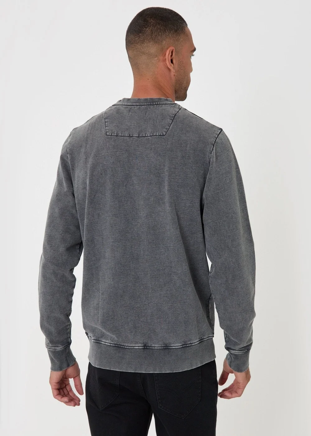 Threadbare Ribbed Cotton Sweatshirt in Charcoal - L Image 3