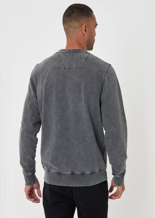 Threadbare Ribbed Cotton Sweatshirt in Charcoal - L Image 3