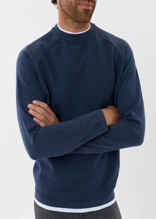 Threadbare Mock Tee Textured Knit Crew Neck Jumper Denim Blue - M Image 5