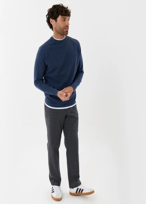 Threadbare Mock Tee Textured Knit Crew Neck Jumper Denim Blue - M Image 4