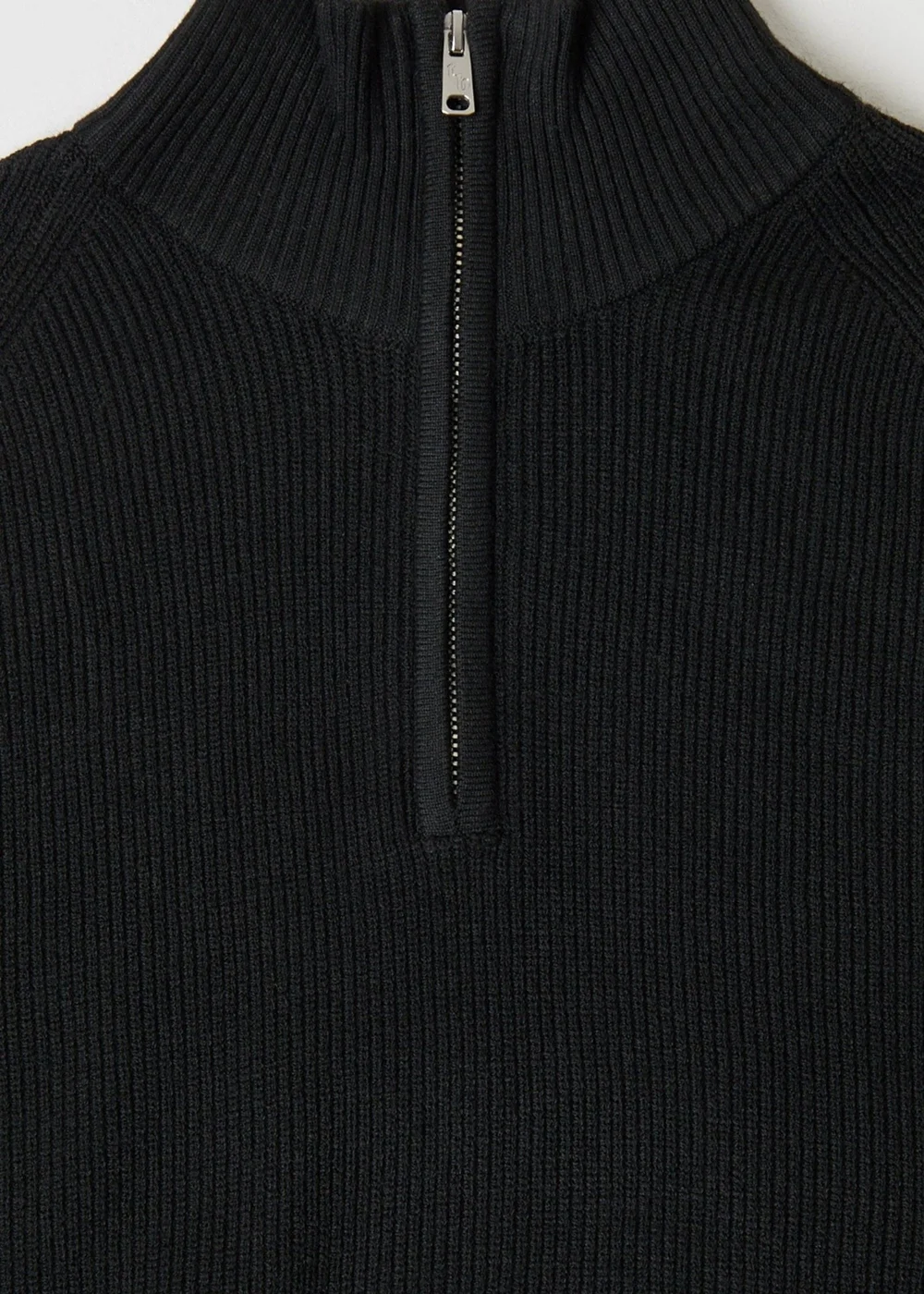Threadbare Funnel Neck Quarter Zip Jumper in Black - M Image 5