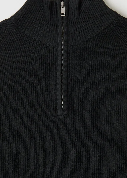 Threadbare Funnel Neck Quarter Zip Jumper in Black - M Image 5