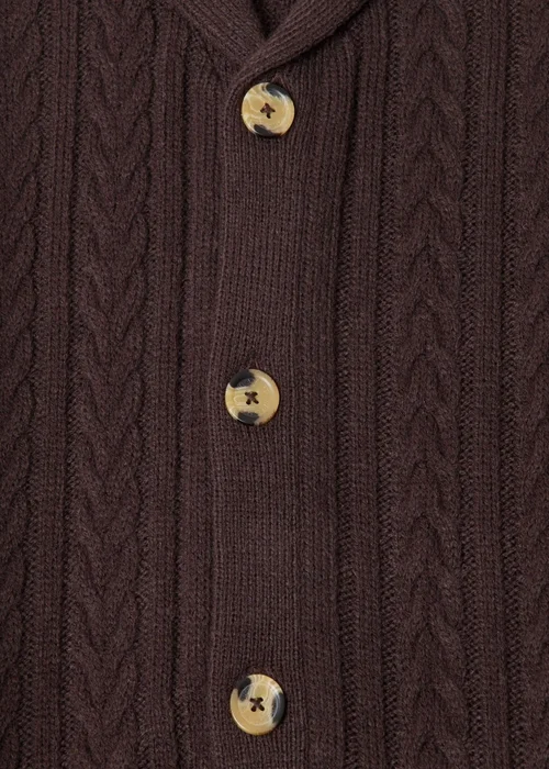 Threadbare Wool Blend Shawl Collar Cardigan in Chocolate Brown - M Image 5