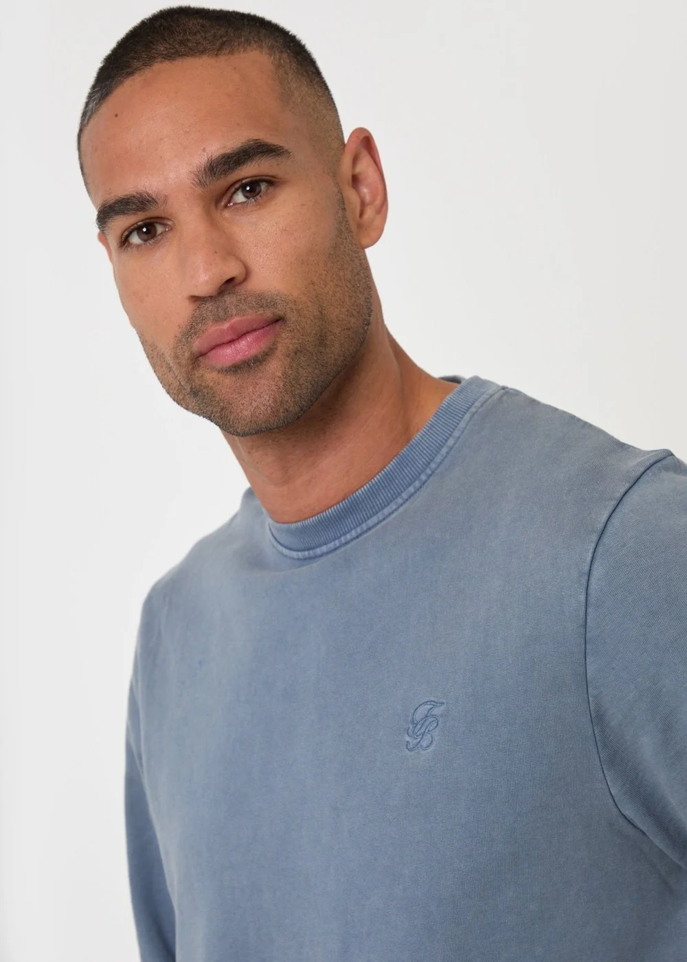 Threadbare Ribbed Cotton Sweatshirt in Light Blue - L Image 3