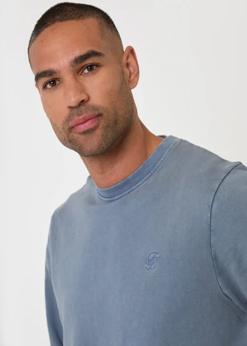 Threadbare Ribbed Cotton Sweatshirt in Light Blue - L Image 3
