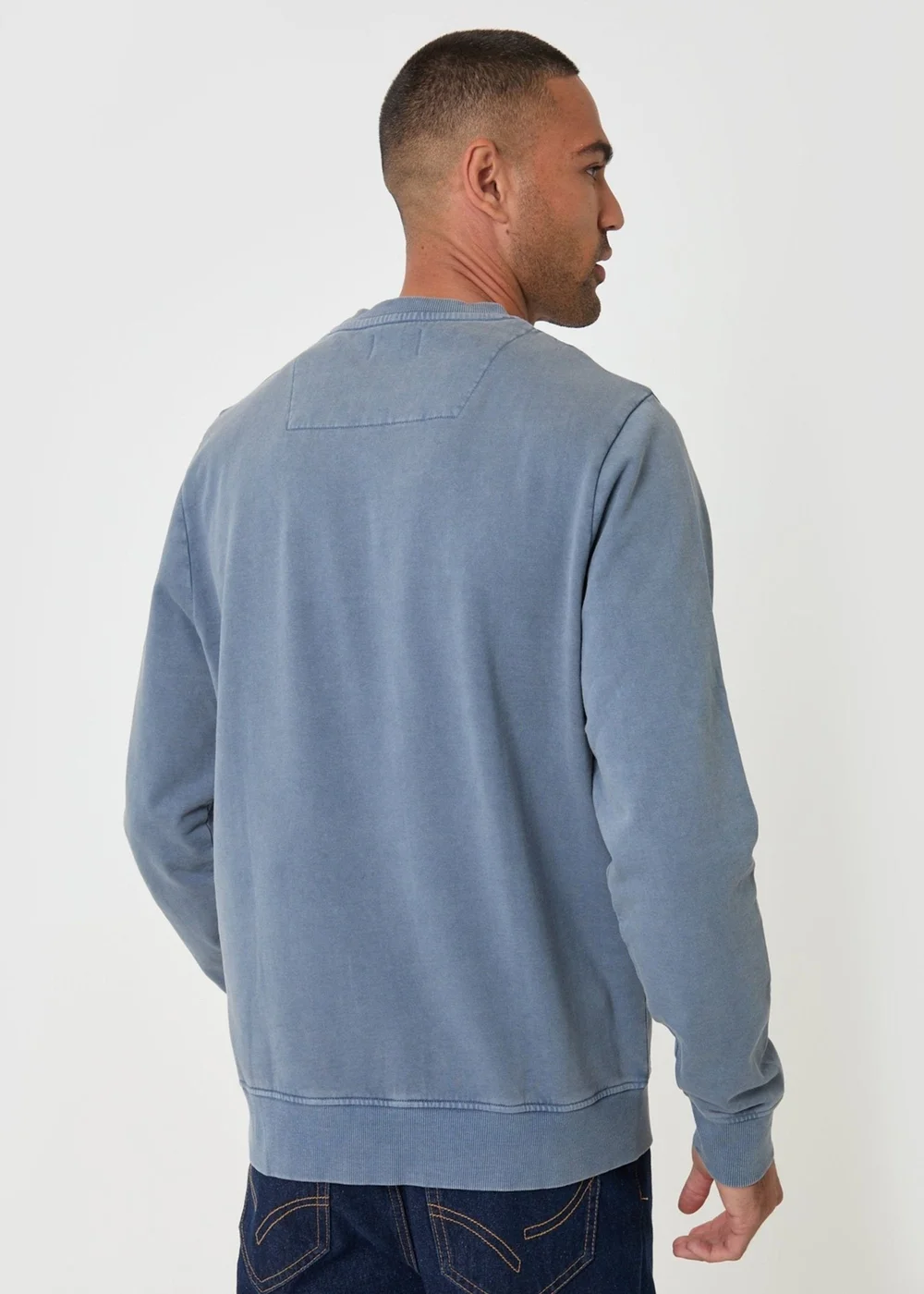 Threadbare Ribbed Cotton Sweatshirt in Light Blue - L Image 2