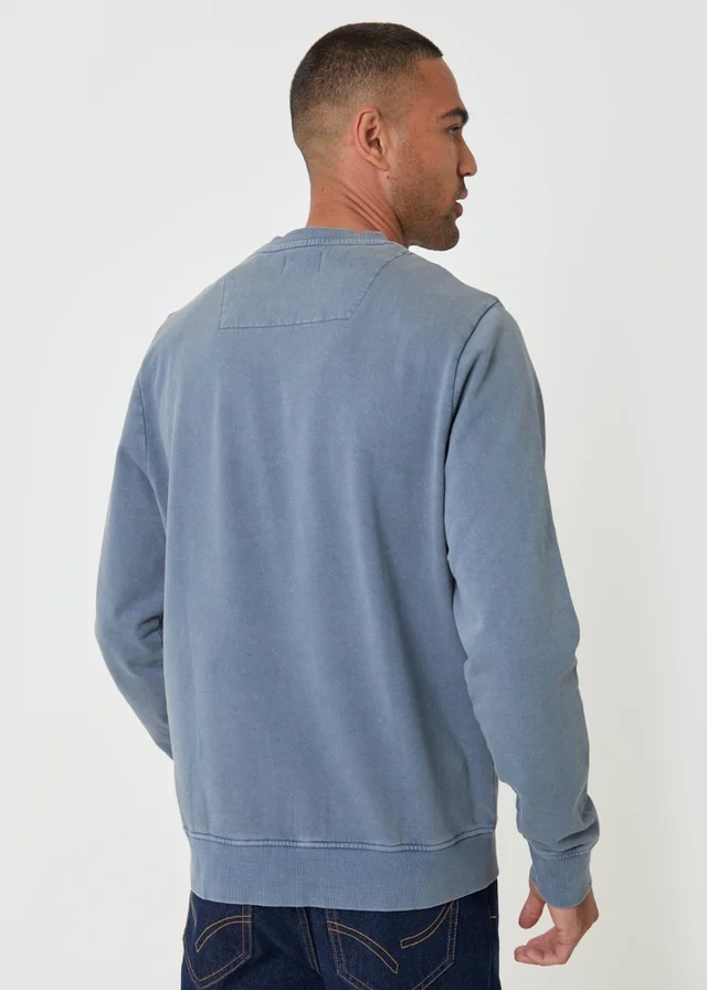 Threadbare Ribbed Cotton Sweatshirt in Light Blue