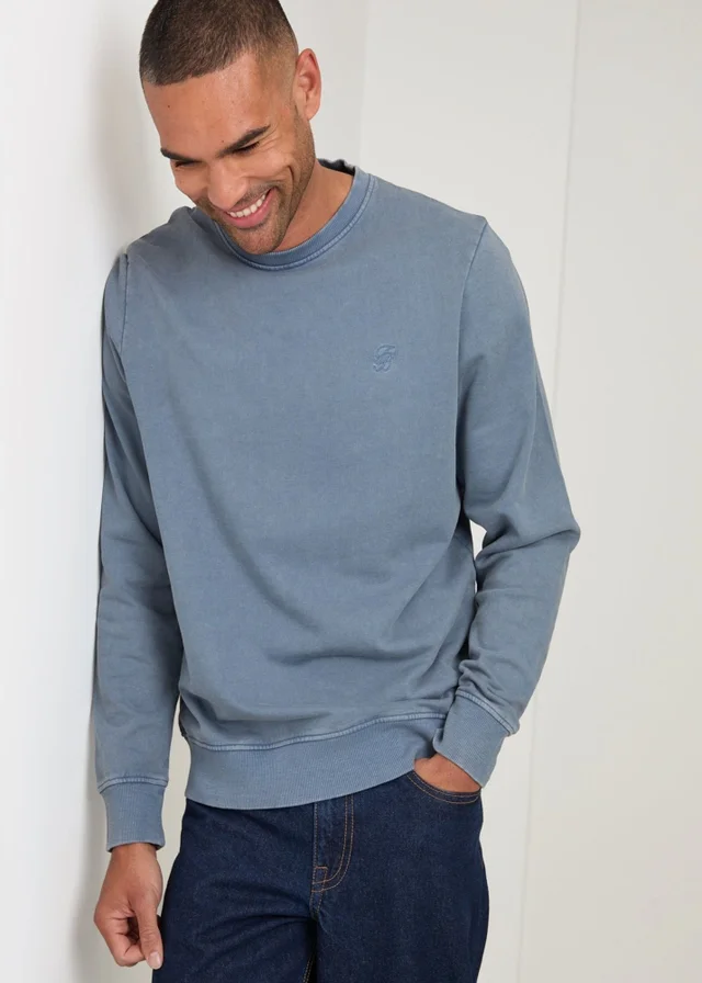 Threadbare Ribbed Cotton Sweatshirt in Light Blue