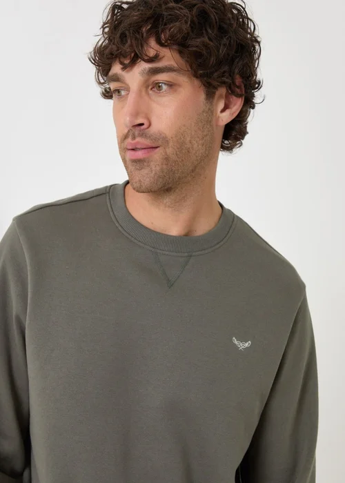 Threadbare Cotton Rich Crew Neck Sweatshirt in Dark Sage - L Image 4
