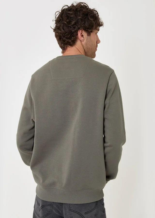 Threadbare Cotton Rich Crew Neck Sweatshirt in Dark Sage