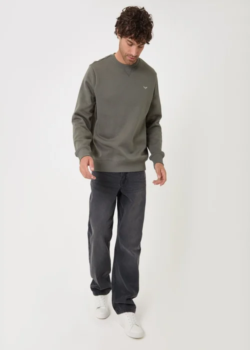 Threadbare Cotton Rich Crew Neck Sweatshirt in Dark Sage - L Image 3