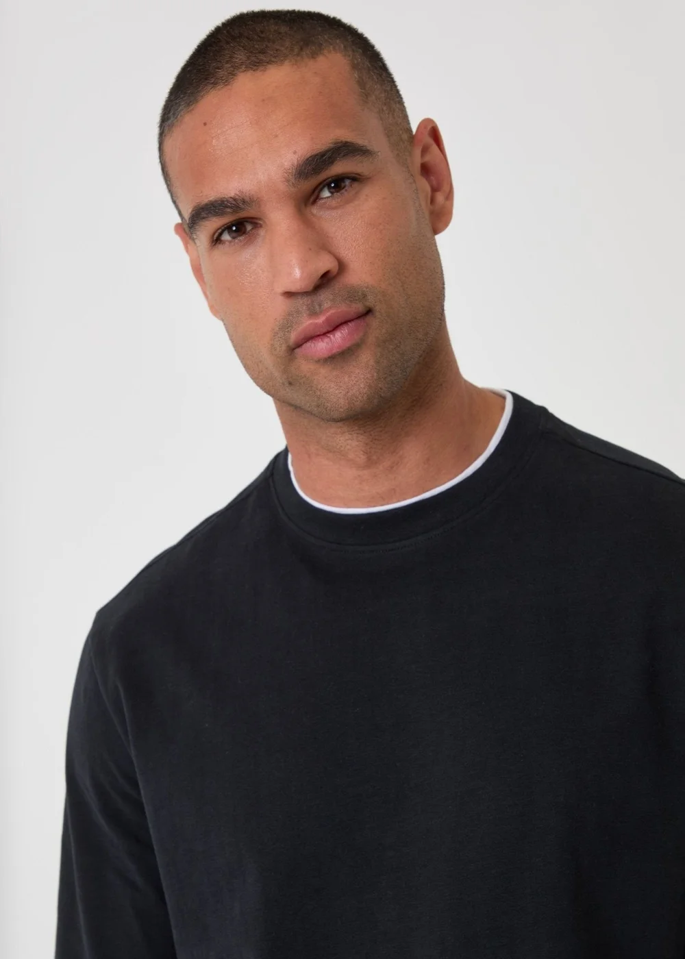 Threadbare Relaxed Fit Mock Layer Long Sleeve T-Shirt in Black - XL Image 4