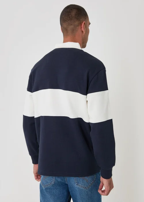 Threadbare Relaxed Fit Cotton Rich Rugby Polo in Navy & Ecru Stripe - XL Image 4