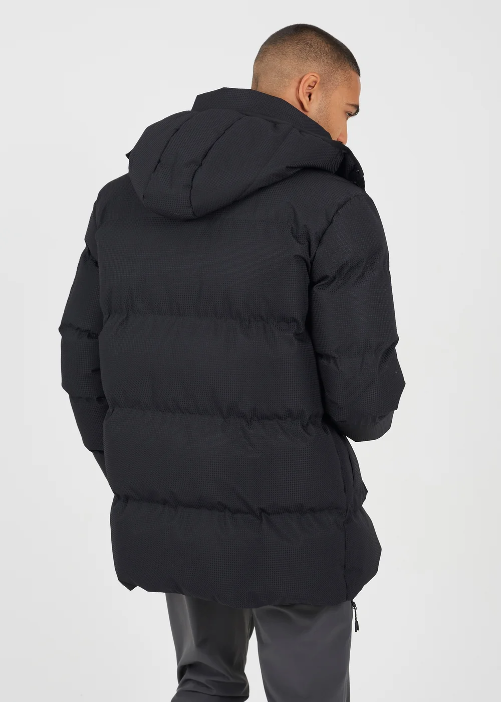 Brave Soul Black Longline Padded Jacket With Detachable Hood - L Image 2