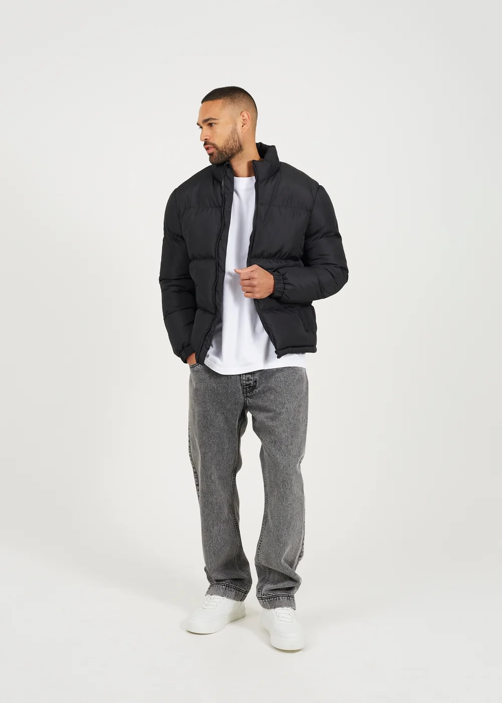 Brave Soul Black Funnel Neck Padded Jacket - XL Image 3