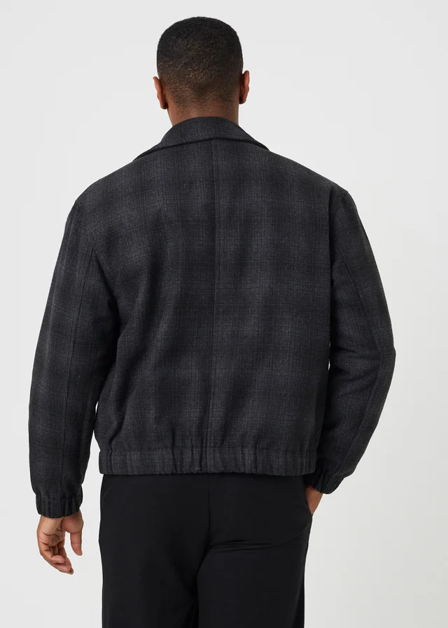 Brave Soul Black Faux Wool Checked Jacket