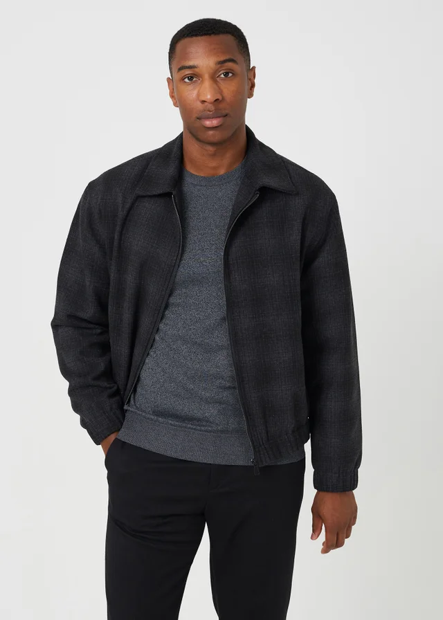 Brave Soul Black Faux Wool Checked Jacket