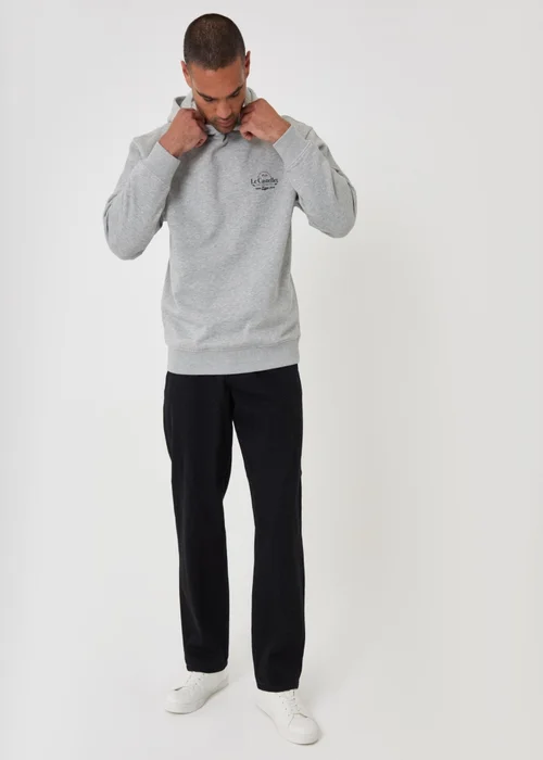 Threadbare Relaxed Fit Le Castellet Graphic Print Hoodie in Grey Marl - XL Image 3