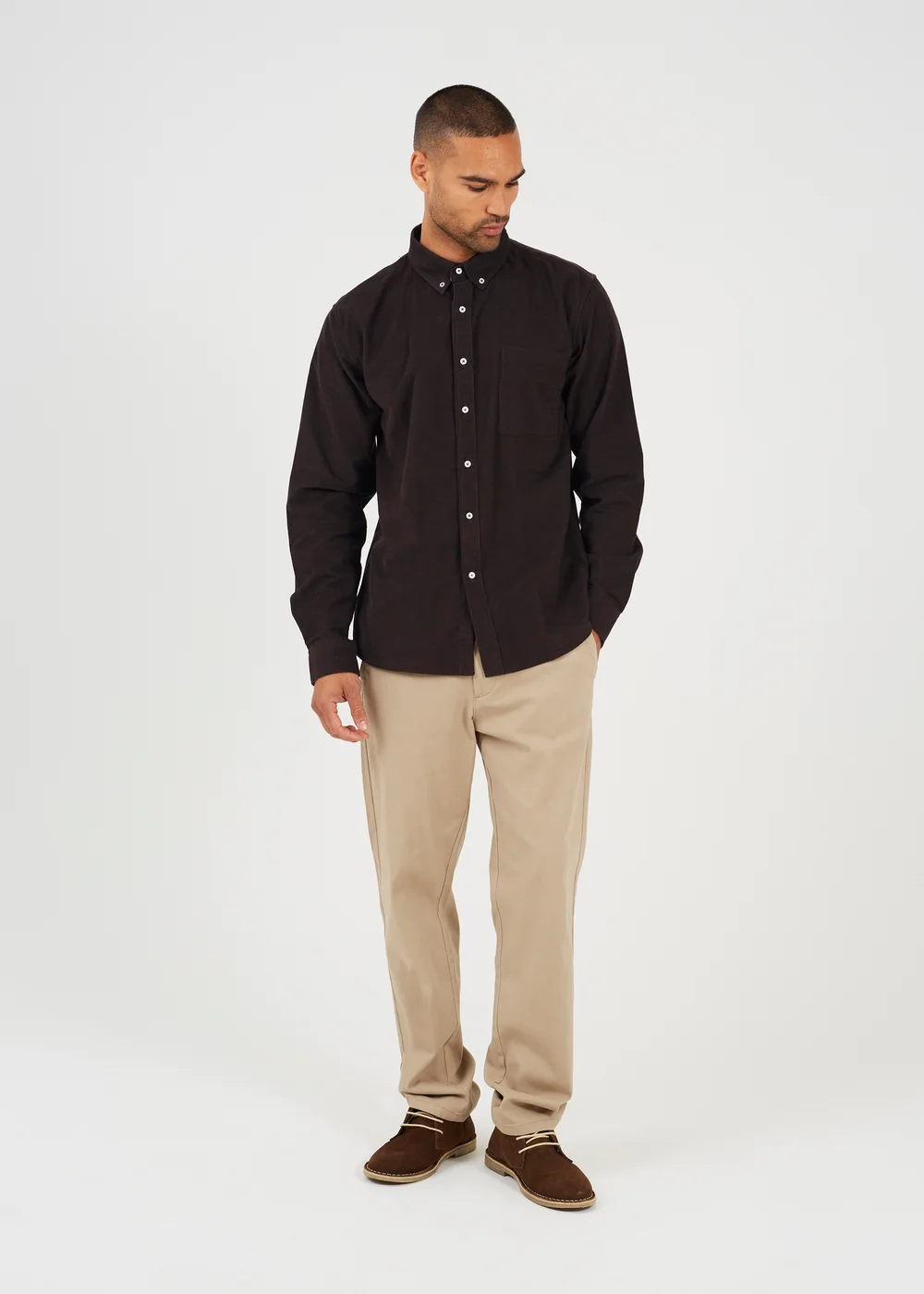 Brave Soul Brown Long Sleeve Button Down Shirt - XL Image 3