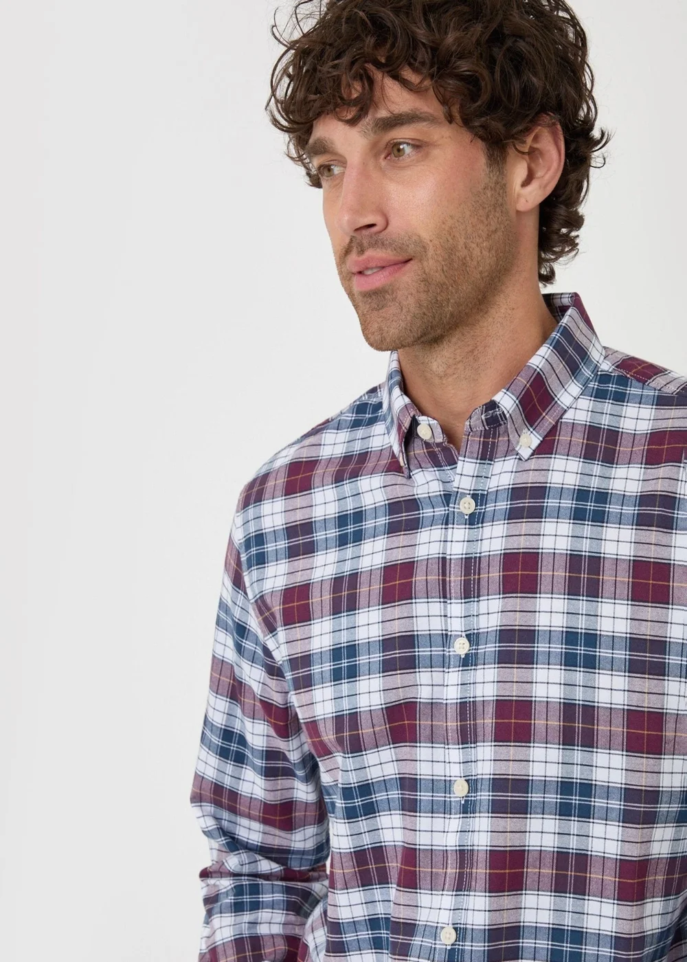 Threadbare Regular Fit Cotton Oxford Shirt in Red Check - M Image 4