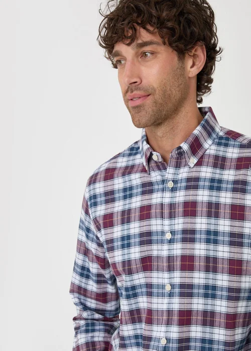 Threadbare Regular Fit Cotton Oxford Shirt in Red Check - M Image 4