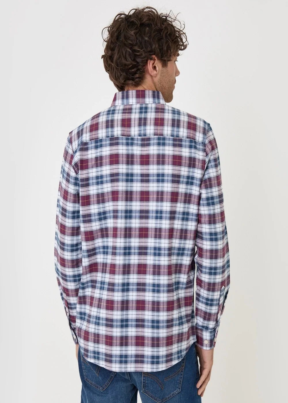 Threadbare Regular Fit Cotton Oxford Shirt in Red Check - M Image 2